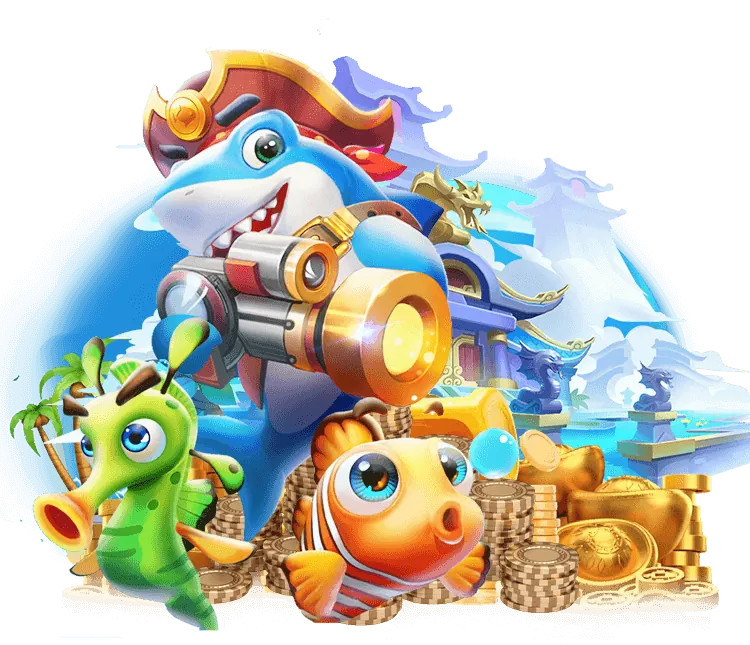 Hình ảnh boss cá khủng và vật phẩm hỗ trợ trong game bắn cá Jun8
